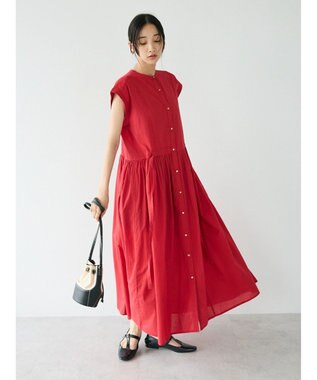 CRAFT STANDARD BOUTIQUE インド綿フレンチスリーブワンピース Red