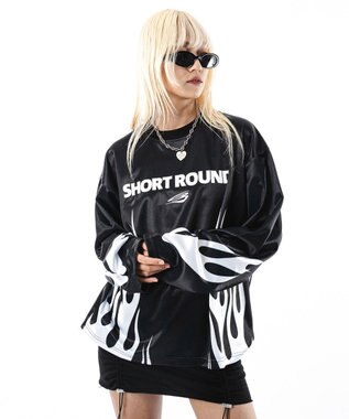 WEGO 【ユニセックス着用ITEM】ファイヤーパターンゲームロゴT（長袖） ブラック