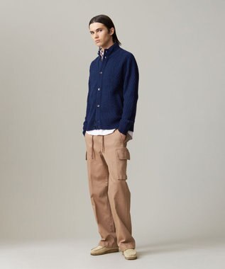 J.PRESS MEN 【KING SIZE】【Cash Lamb’s Wool】ハイネックケーブルカーディガンニット ネイビー系