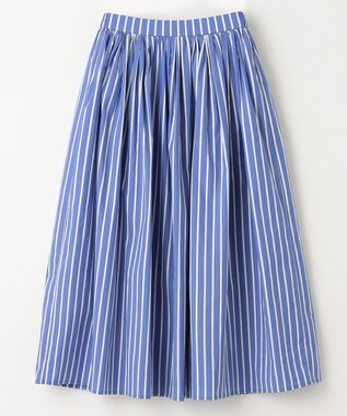 ANY 【ウエストゴム】タックギャザースカート ブルーストライプ