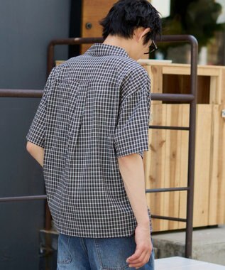 WEGO クロップドSSマイクロチェックシャツ ブラックチェック1