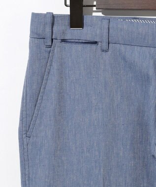 JOSEPH ABBOUD 【キングサイズ・ウエストも伸びる/清涼/ストレッチ】ストレッチリネンシャンブレーパンツ サックスブルー系