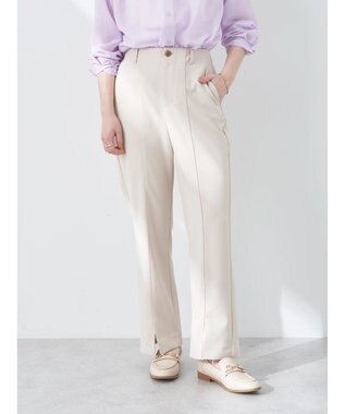 earth music&ecology カットツイルスリットセミフレアパンツ Beige