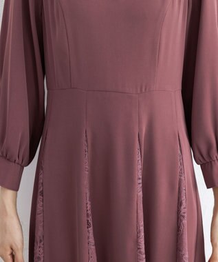 Tiaclasse L 【洗える】レース切り替えフレアワンピース ピンク