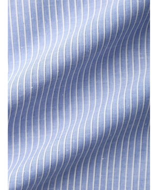 Green Parks 綿麻混フレンチスリーブスキッパーシャツ Stripe Blue