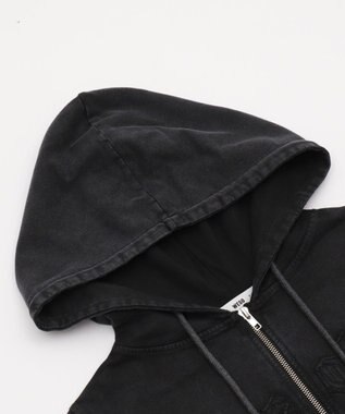 WEGO ヴィンテージウォッシュロゴ半袖パーカー スミクロ