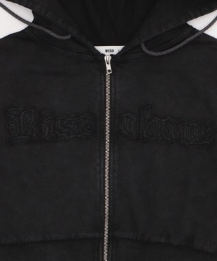 WEGO ヴィンテージウォッシュロゴ半袖パーカー スミクロ