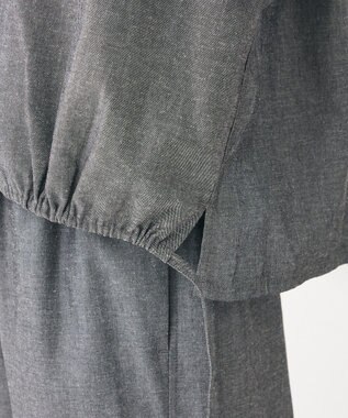 Green Parks 綿麻混裾ドロスト開襟シャツジャケット Gray Mixture