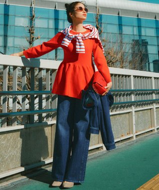 23区 【RED CARD TOKYO×23区/VERY3月号掲載】デニム ライン ワイドパンツ ミッドブルー系