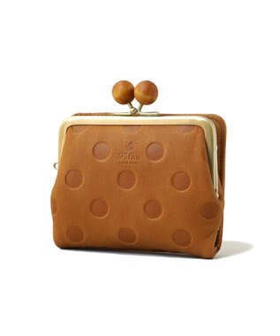 FOLNA RD ドット型押し ウッドボールがま口財布 キャメル