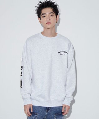 WEGO 【ユニセックス着用ITEM】ストレートラインロゴグラフィックプルオーバー アッシュグレー