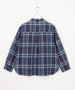 J.PRESS LADIES コットンリネン Light マドラスチェック シャツ ネイビー系