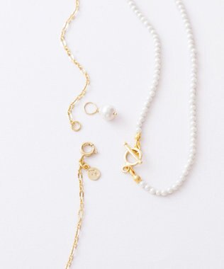 Pisceans ベビーパール&デザインチェーン2setネックレス マットゴールド