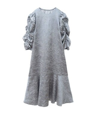 Green Parks ■ＥＳＣＡＲ　エンボスギャザースリーブワンピース Silver