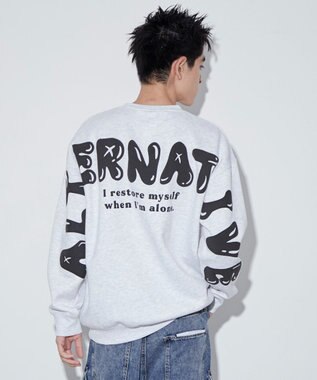 WEGO 【ユニセックス着用ITEM】ストレートラインロゴグラフィックプルオーバー アッシュグレー