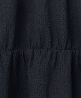 Feroux 【洗える】パフスリーブチュニック ブラウス ネイビー系