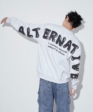 WEGO 【ユニセックス着用ITEM】ストレートラインロゴグラフィックプルオーバー アッシュグレー