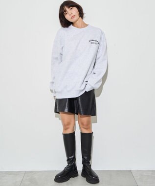 WEGO 【ユニセックス着用ITEM】ストレートラインロゴグラフィックプルオーバー アッシュグレー