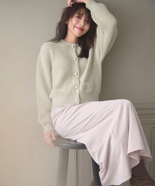 Feroux 【洗える】シュリンクマーメイド スカート ベージュ系