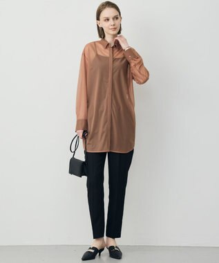 ICB L ハイゲージチュール ロングシャツ アンバーブラウン