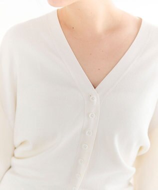 #Newans 【洗える】ファインボタンＶネックカーディガン ホワイト