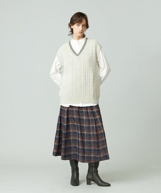 J.PRESS YORK STREET 【UNISEX】コットンケーブルチルデン ニットベスト ベージュ系