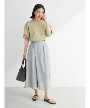 Green Parks 接触冷感　ベルト付ガウチョパンツ Gray Mixture