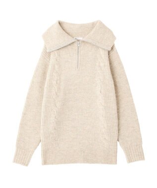 CRAFT STANDARD BOUTIQUE ハーフジップローゲージニットチュニック Beige Mixture
