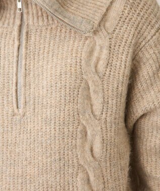 CRAFT STANDARD BOUTIQUE ハーフジップローゲージニットチュニック Beige Mixture