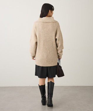 CRAFT STANDARD BOUTIQUE ハーフジップローゲージニットチュニック Beige Mixture