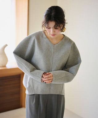 #Newans 【洗濯機可能/セットアップ】コクーンシルエットエアリープルオーバー トップグレー