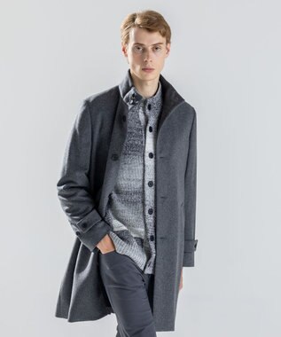 JOSEPH HOMME 【新素材】ライトウールシャギー　スタンドカラーシングルブレストコート グレー系