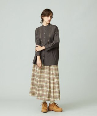 J.PRESS YORK STREET 【WOMEN】コットンバンドカラー ブラウス グレー系
