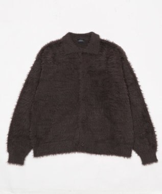 WEGO 【ユニセックス着用ITEM】フェザーニットボタンシャツ ブラック中濃色