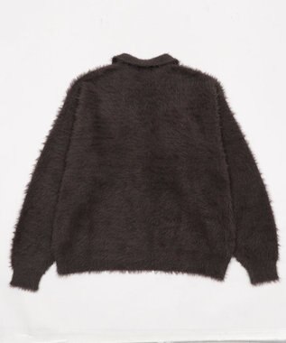 WEGO 【ユニセックス着用ITEM】フェザーニットボタンシャツ ブラック中濃色