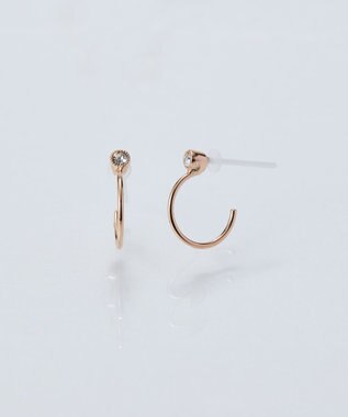 Phoebe 【金属アレルギー対応】ポイントビジューフープピアス/ニッケルフリー シャンパンゴールド