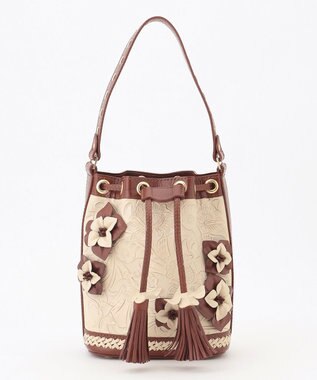 GRACE CONTINENTAL Flower Motif Bag ダークブラウン