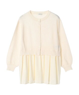 earth music&ecology プリーツドッキングカーディガン Ivory