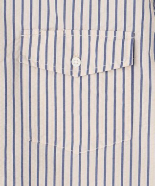 J.PRESS MEN 【KING SIZE】【クールマックス】サッカー マルチストライプ バンドカラーシャツ ベージュ系1