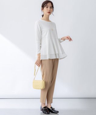 組曲 【ストレッチ・イージーケア】オシャクロス テーパードパンツ ベージュ系