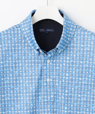 23区GOLF 【MEN/キングサイズ】【UVケア/吸水速乾】ギンガムチェックロゴ 半袖ポロシャツ スカイブルー系3