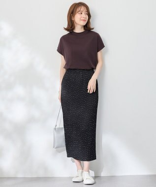 ANY 【UVケア/接触冷感】モックネックフレンチスリーブＴシャツ ブラウン