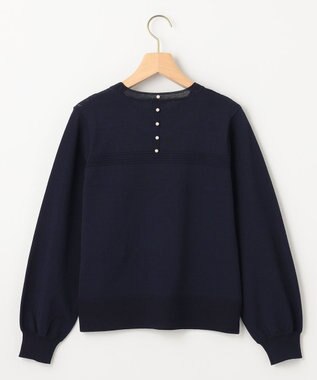 組曲 S 透かし柄 ニットプルオーバー ネイビー系