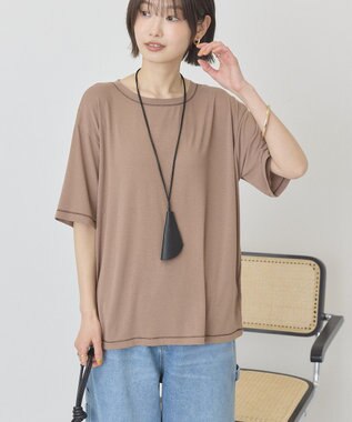 AMERICAN HOLIC 【先行予約】【マルチ機能】配色ステッチルーズTシャツ Mocha