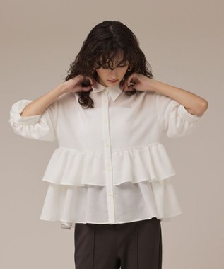 GRACE CONTINENTAL ティアードシャツチュニック ホワイト