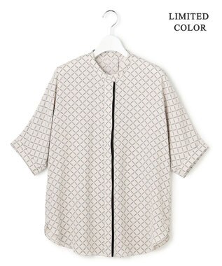 ICB L 【先行予約・WEB限定カラーあり】BackSatinAmunzen 5分袖バンドカラーブラウス