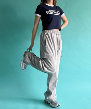 WEGO 【ウエストゴム】スウェットカーゴパンツ グレー