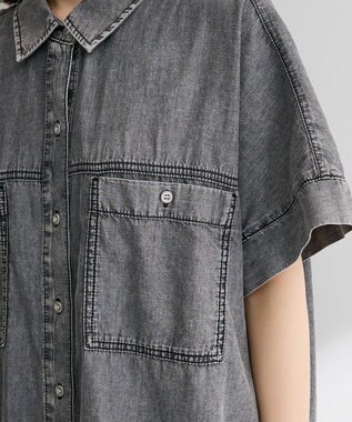 Green Parks シアーデニム２ＷＡＹビックドルマンシャツ Black