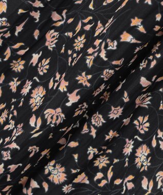 組曲 ギャザーライトデシン パンツ ブラック×ピンクフラワー系