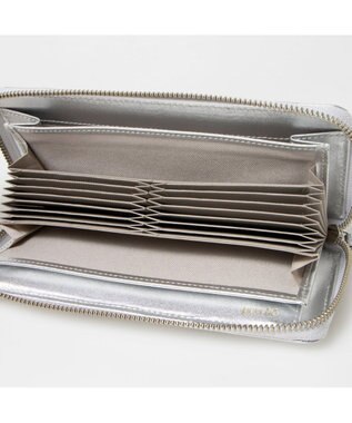 UNBILLION ペルケ perche / ドット型押し・ジャバラカード長財布 シルバー